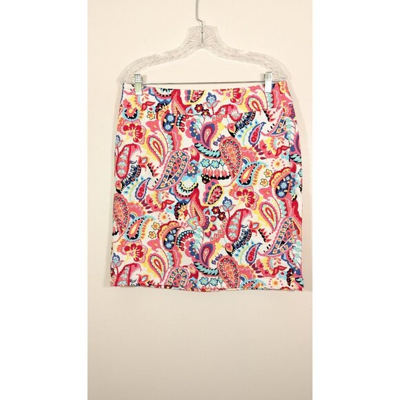 Talbots Petites Size 10P Paisley Print Lined Pencil Skirt Straight Zipper Floral - Picture 1 of 5